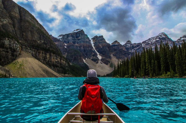 Canoeing on Moraine Lake