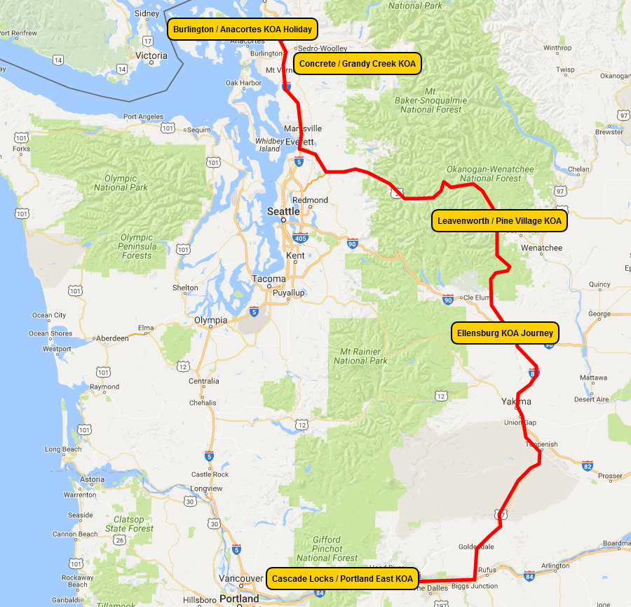 Washington Dream Vacation Map