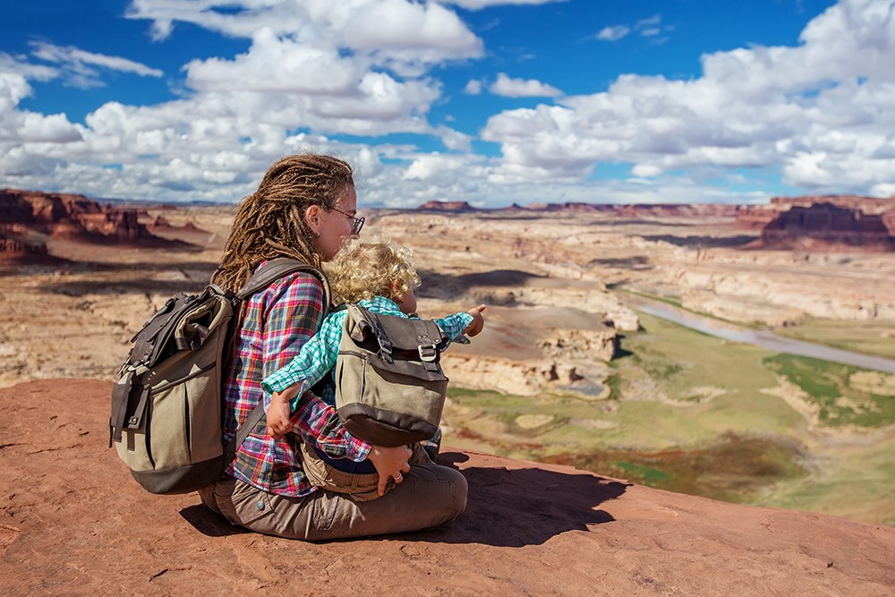 Mother and son overlooking the Colorado River.