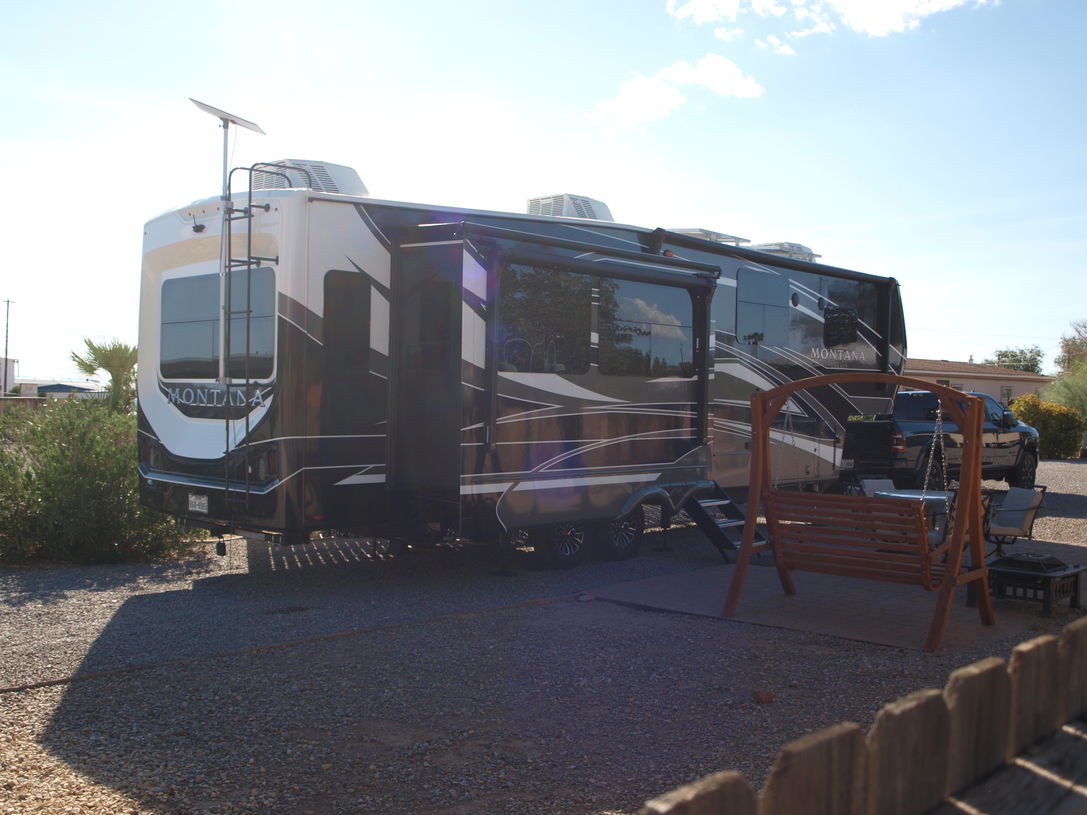 50/30amp pull thru patio site.  Electric, water, sewer and cable tv.  Gas grill and fire pit.