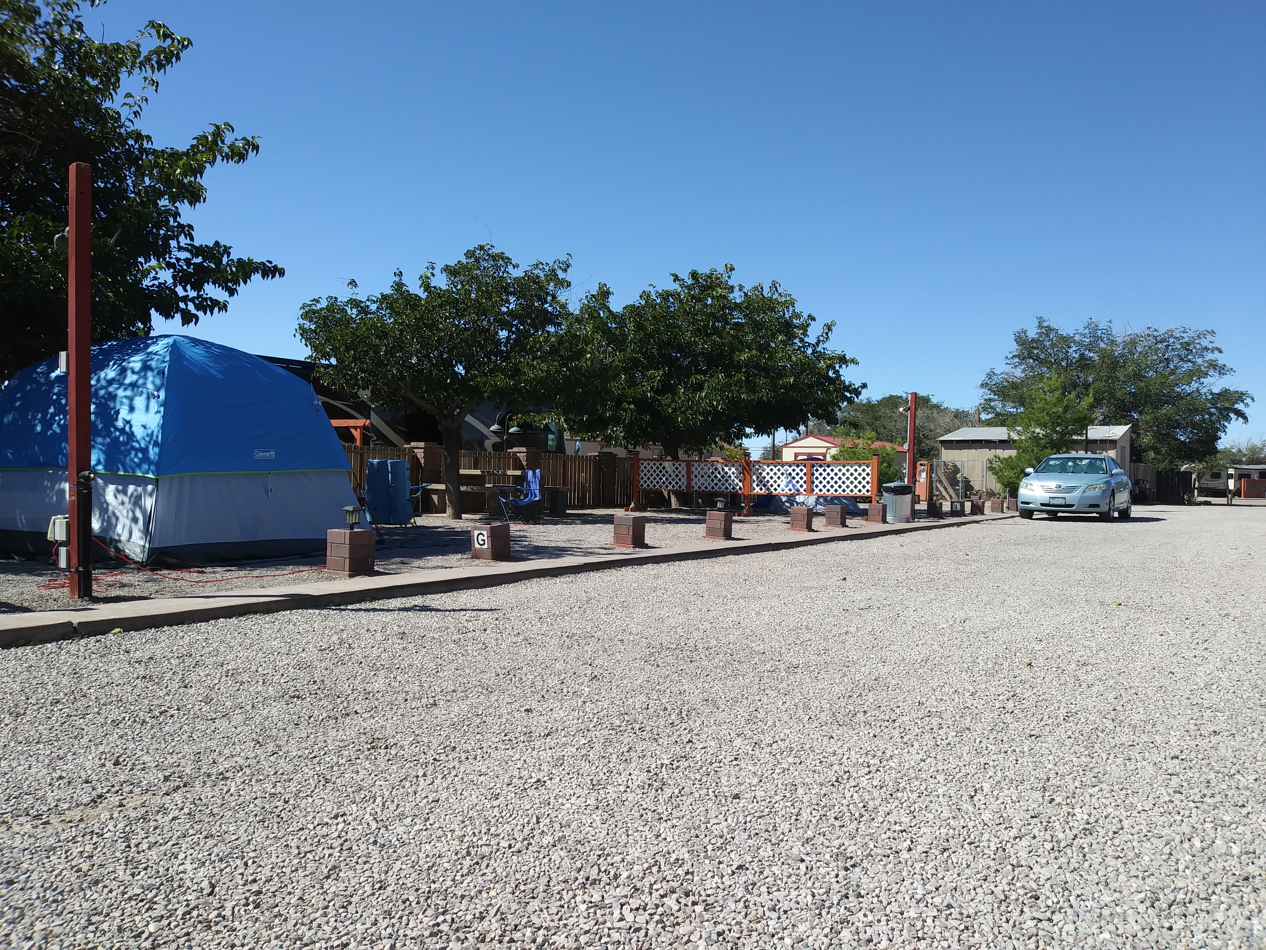 Tent site has 20amp, water and a firepit