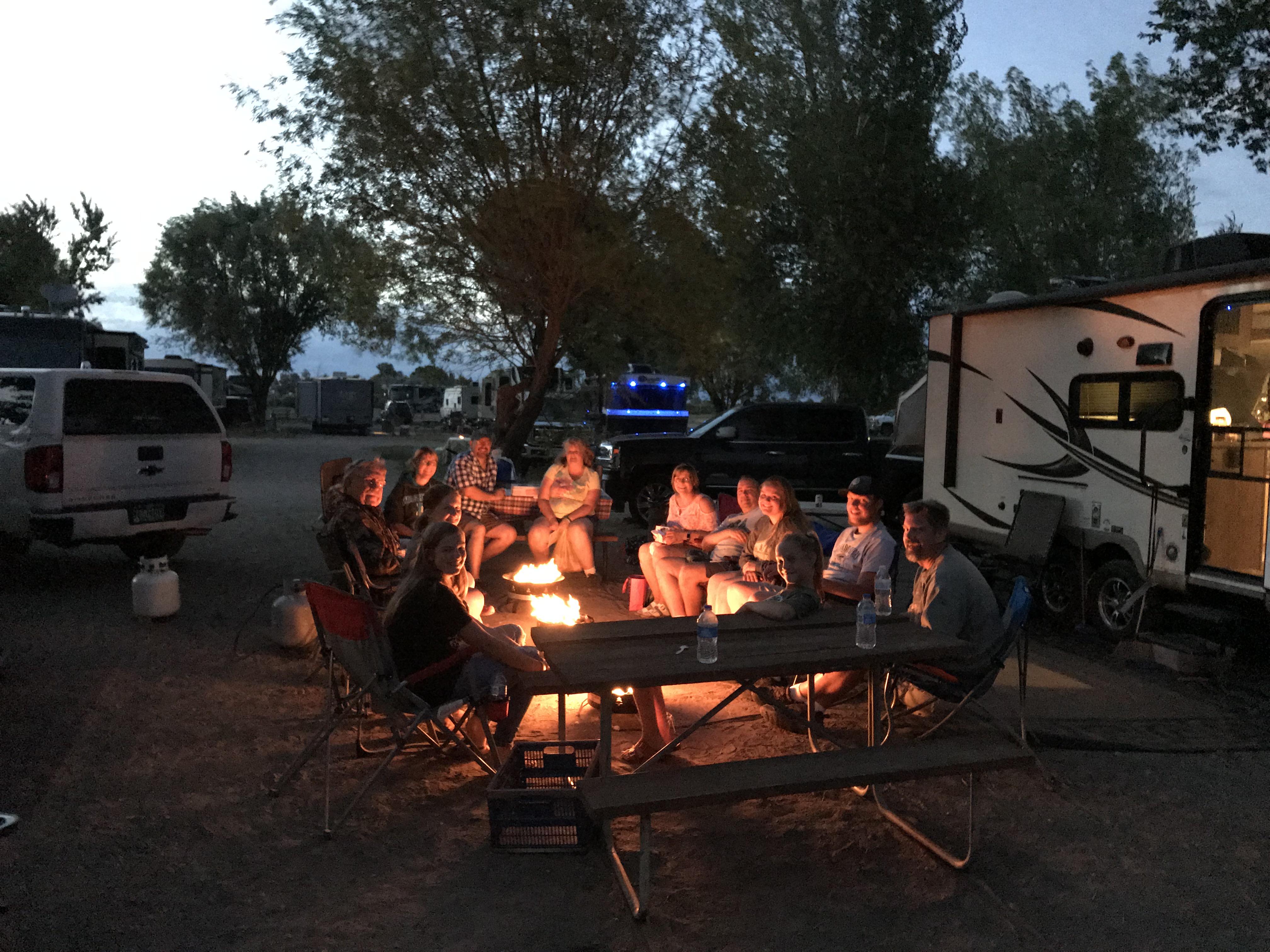 Enjoy a campfire with friends.