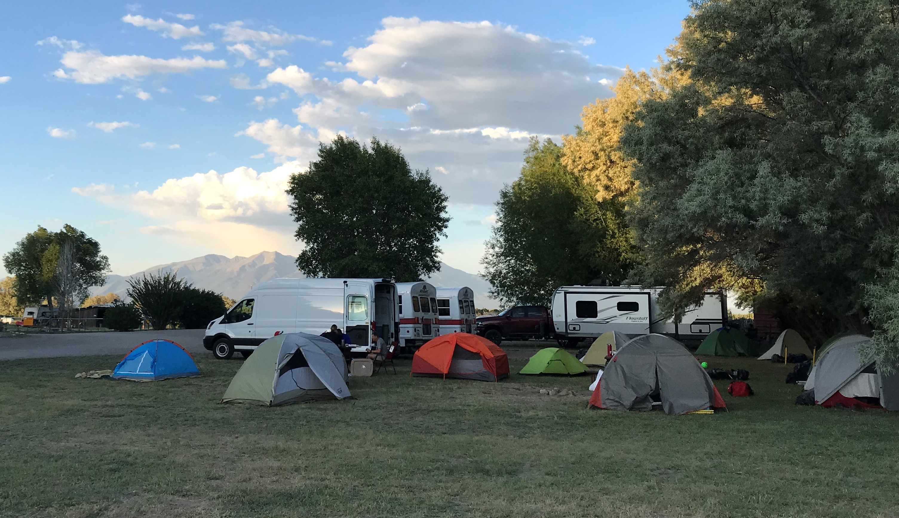 Front tent sites have a view of Mt Blanca.
