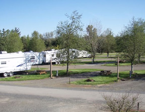 The RV sites provide plenty of space and green grass