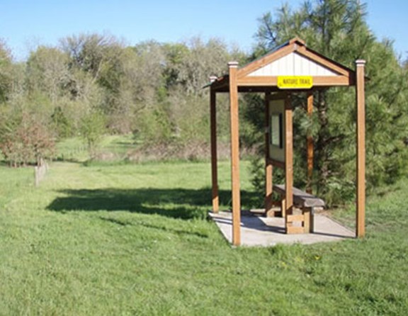 The 1/3 mile nature trail follows the Calapooia river