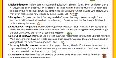 Campground Etiquette from Bob the Cat!