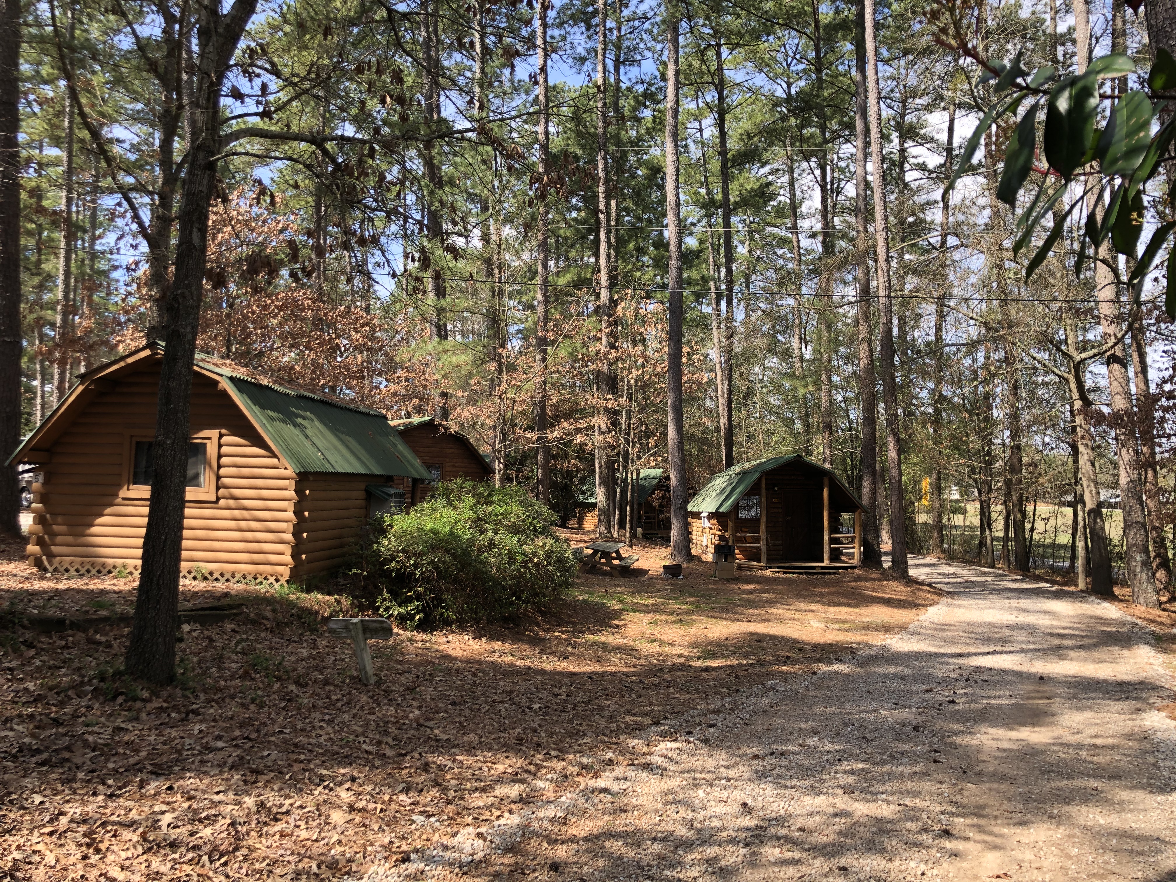 Camping Cabins are grouped together, close to the bath house in the A-frame. RV sites are across street so families and friends can camp nearby!