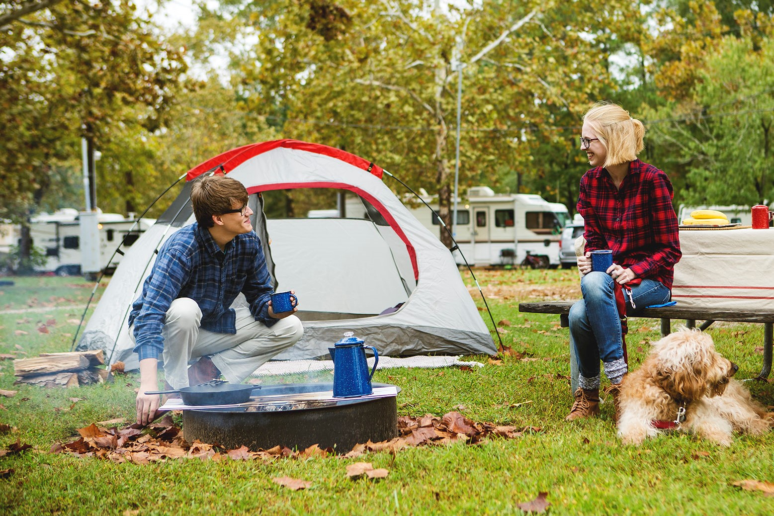 Deluxe Tent site on raised pad with shelter from the elements. We’ll make your camping experience easy light switch to check on kids after dark. Close to pool & bathrooms.