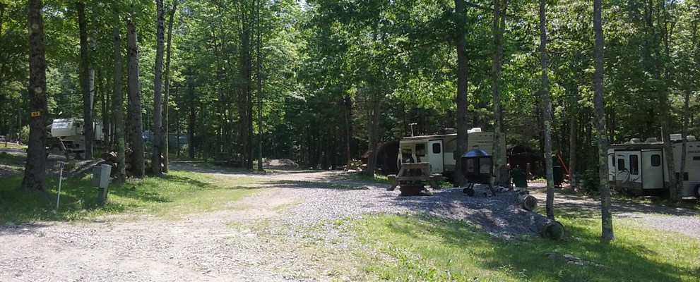 Pull Thru, 50/30 Amps, Full Hookups (FP / 35 / -)
These sites are some of our very best. They are level sites on a sloping hillside with beautiful views.