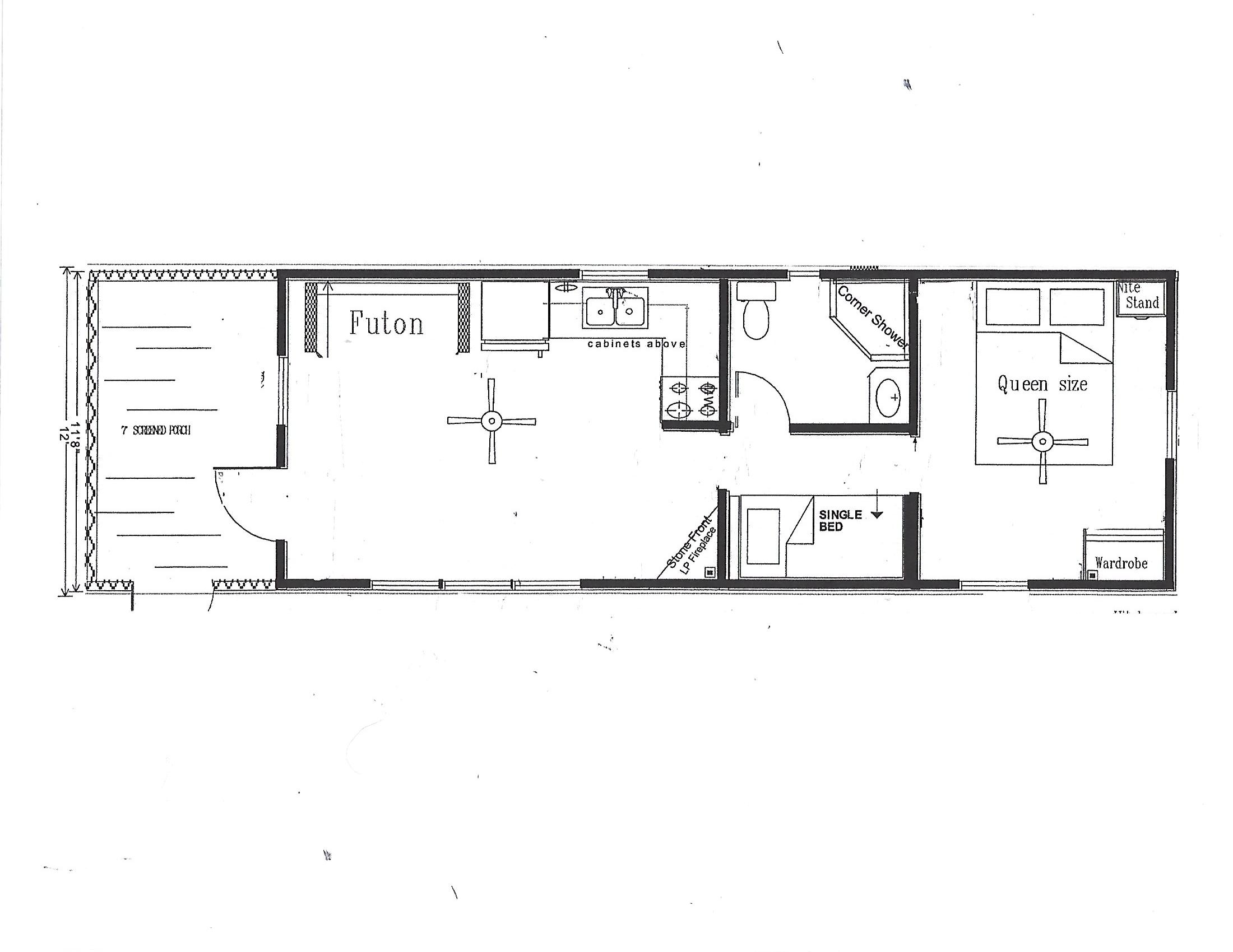 Deluxe cabin with fireplace.
