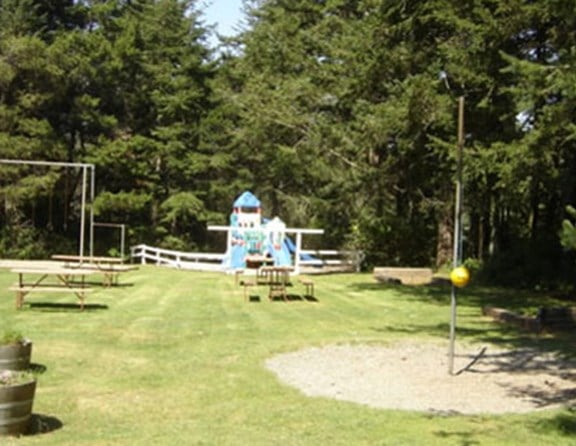 After being confined in the car all day the antsy kids will have fun in the half acre playground