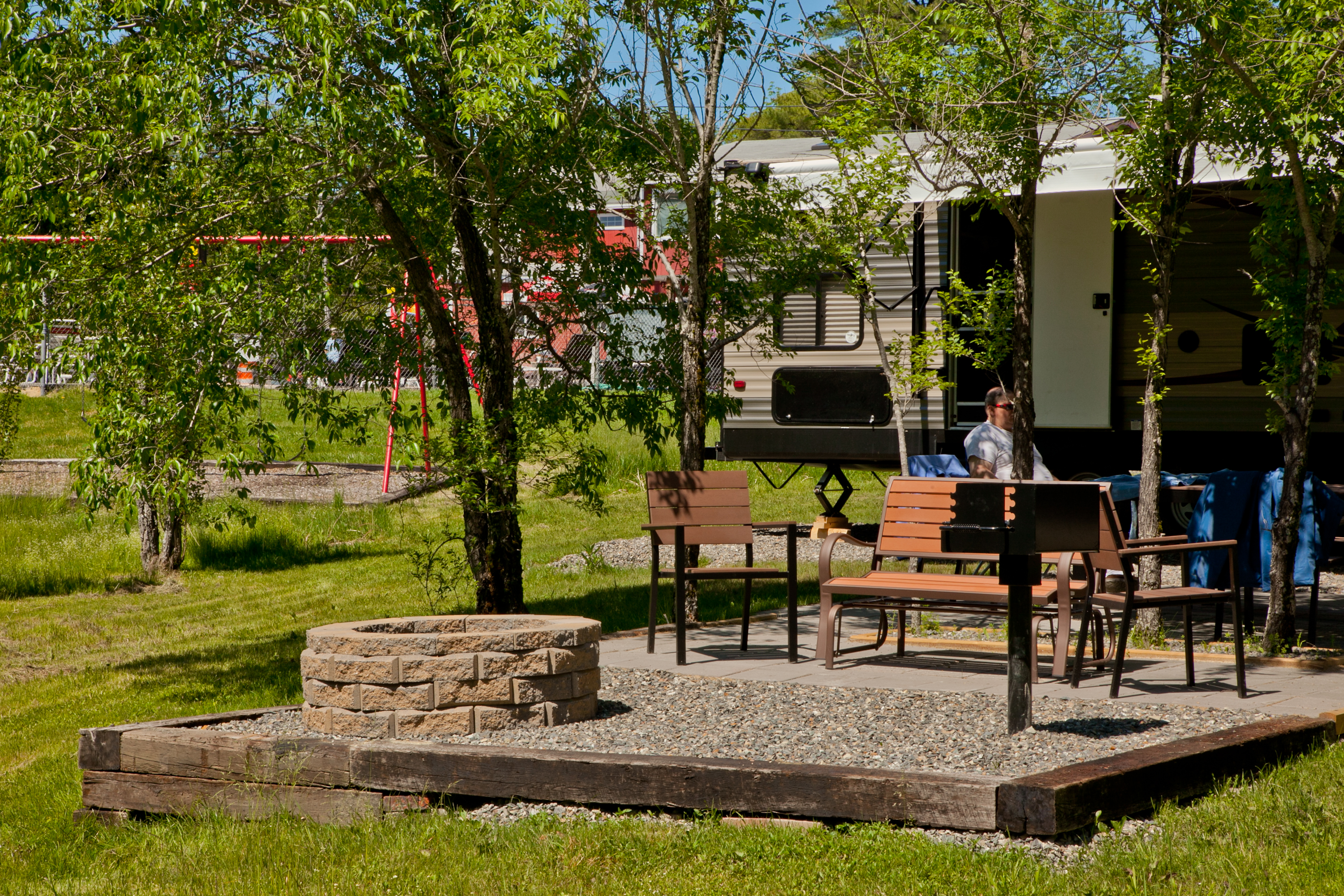 Fire pit grill and dining area