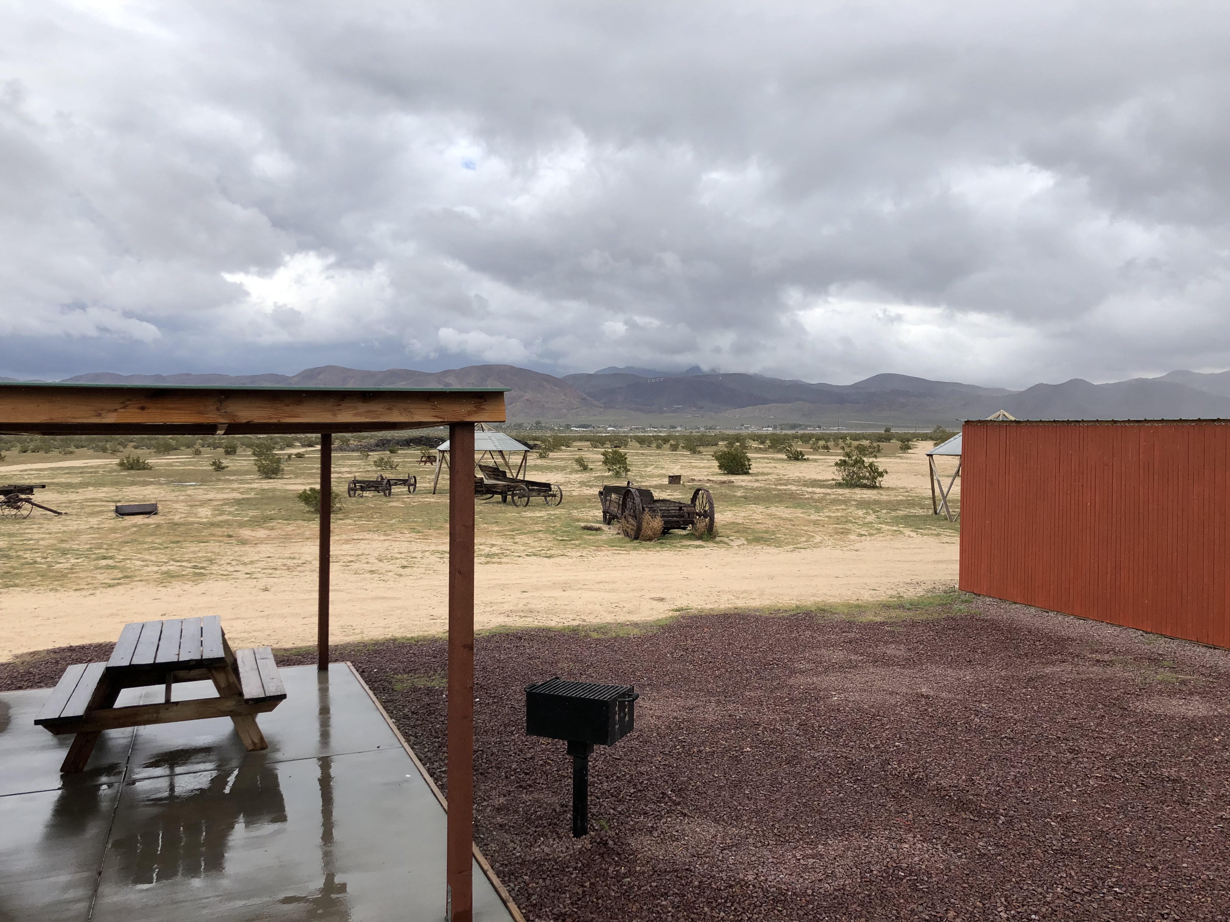 Concrete Patio, BBQ Grill, Picnic Table and unbelievable view of the Calico mountains!