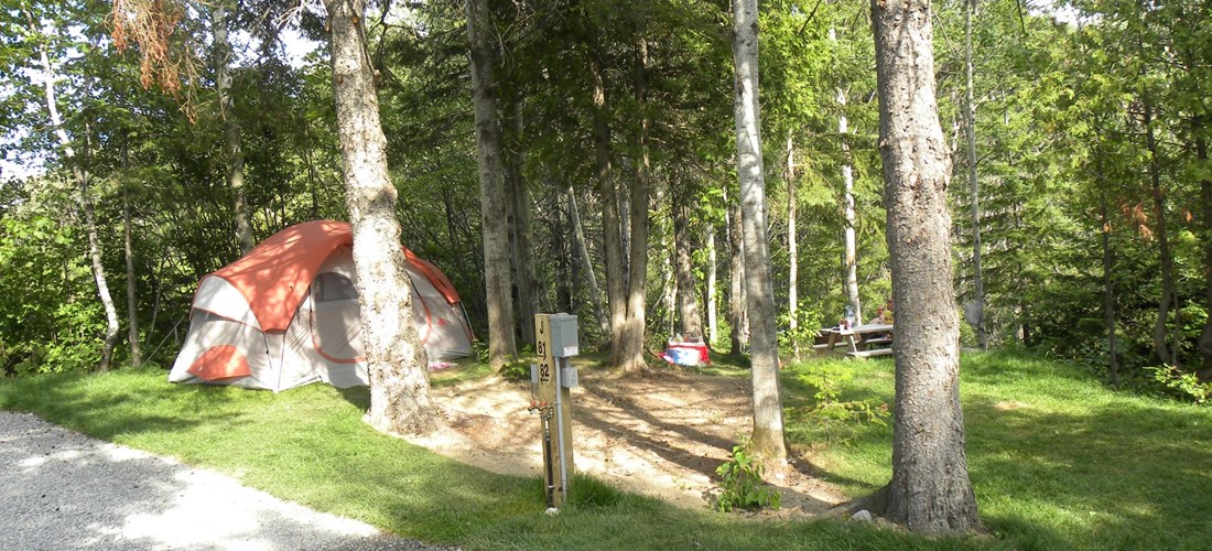 Tent site, water/electric, grass site pad - On the top of the hill. J Section.