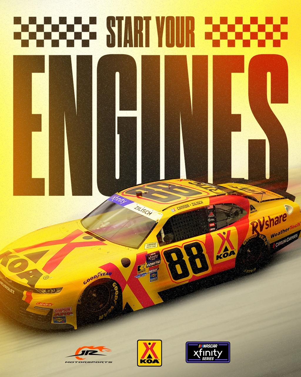 KOA Kickstarts the NASCAR Infinity x JR Motorsports Partner