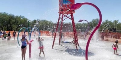 Cool down at the Benson Splash Pad at Lion&#39;s Park in Benson