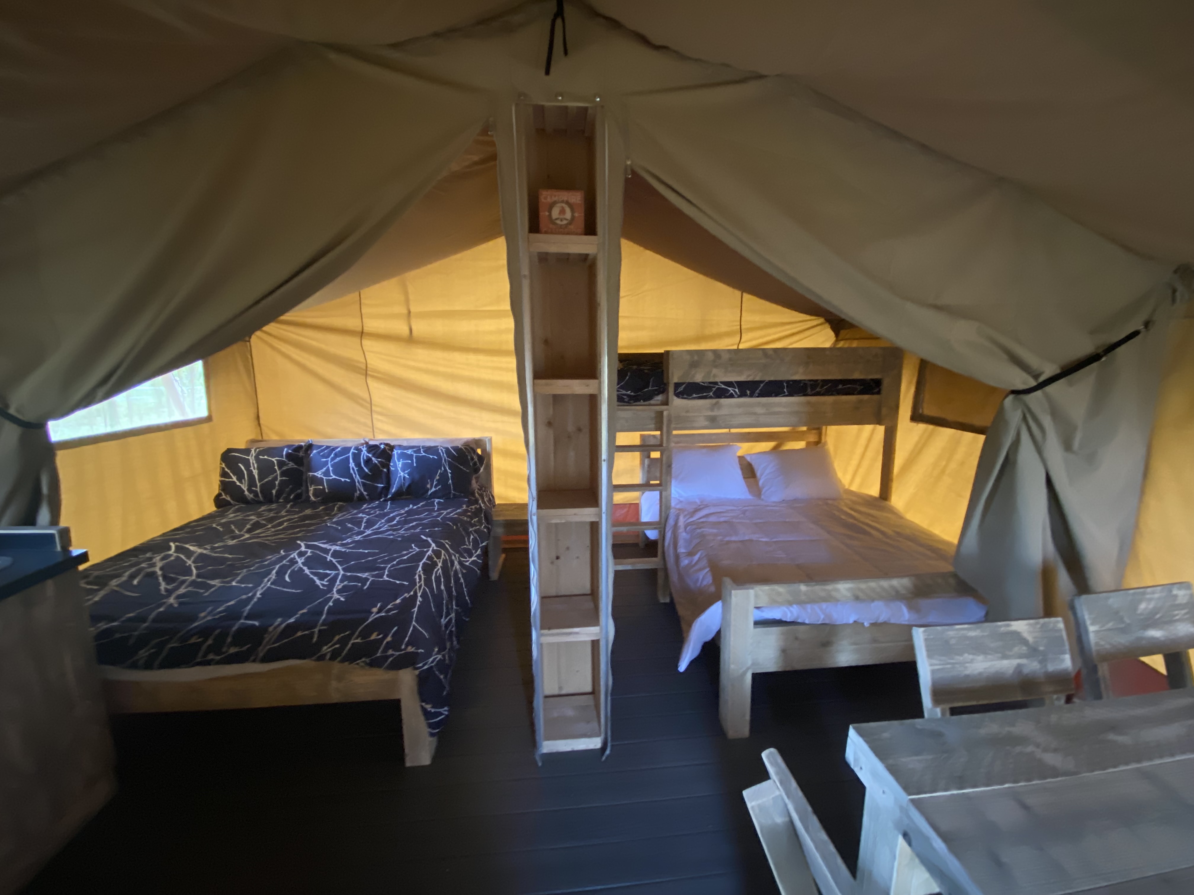 Glamping cabin beds