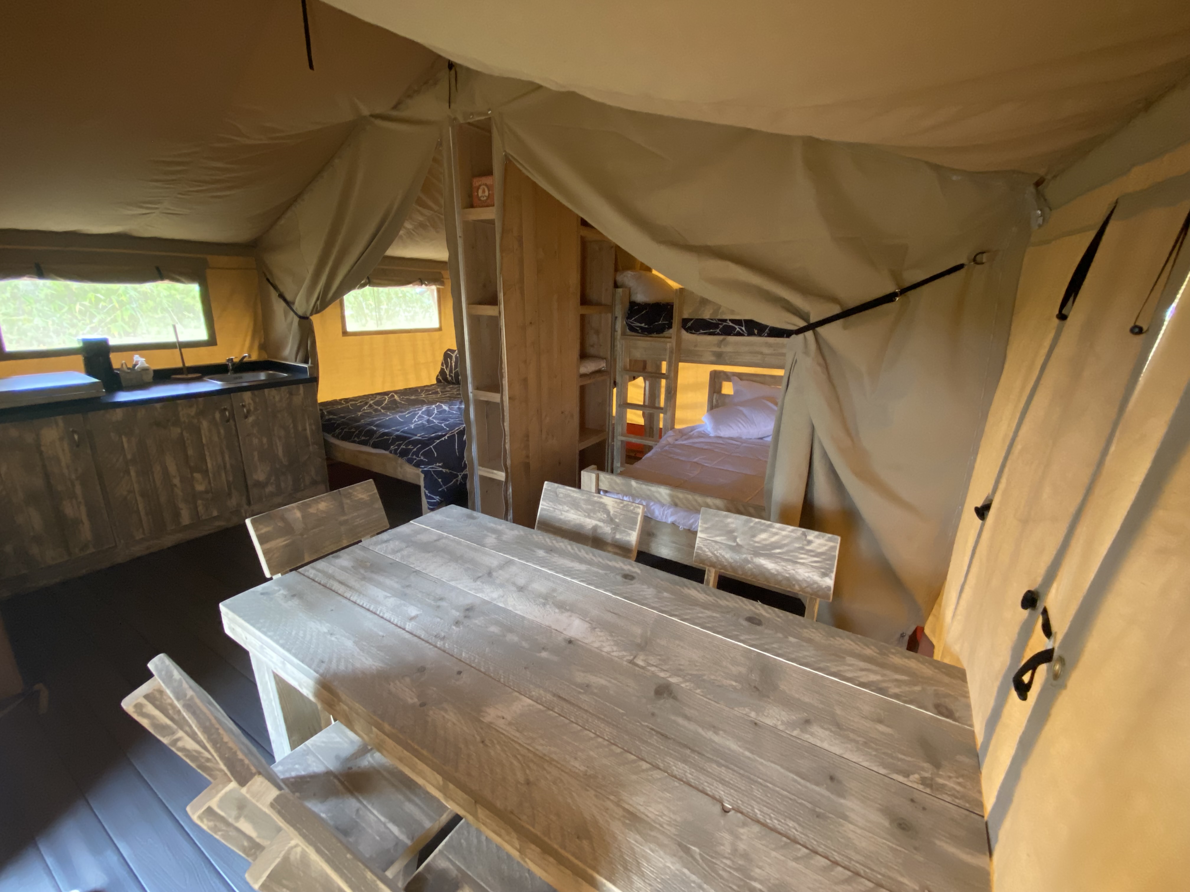 Glamping cabin inside