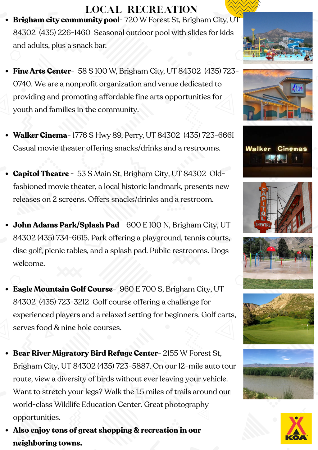 Local Recreation around the Brigham City KOA