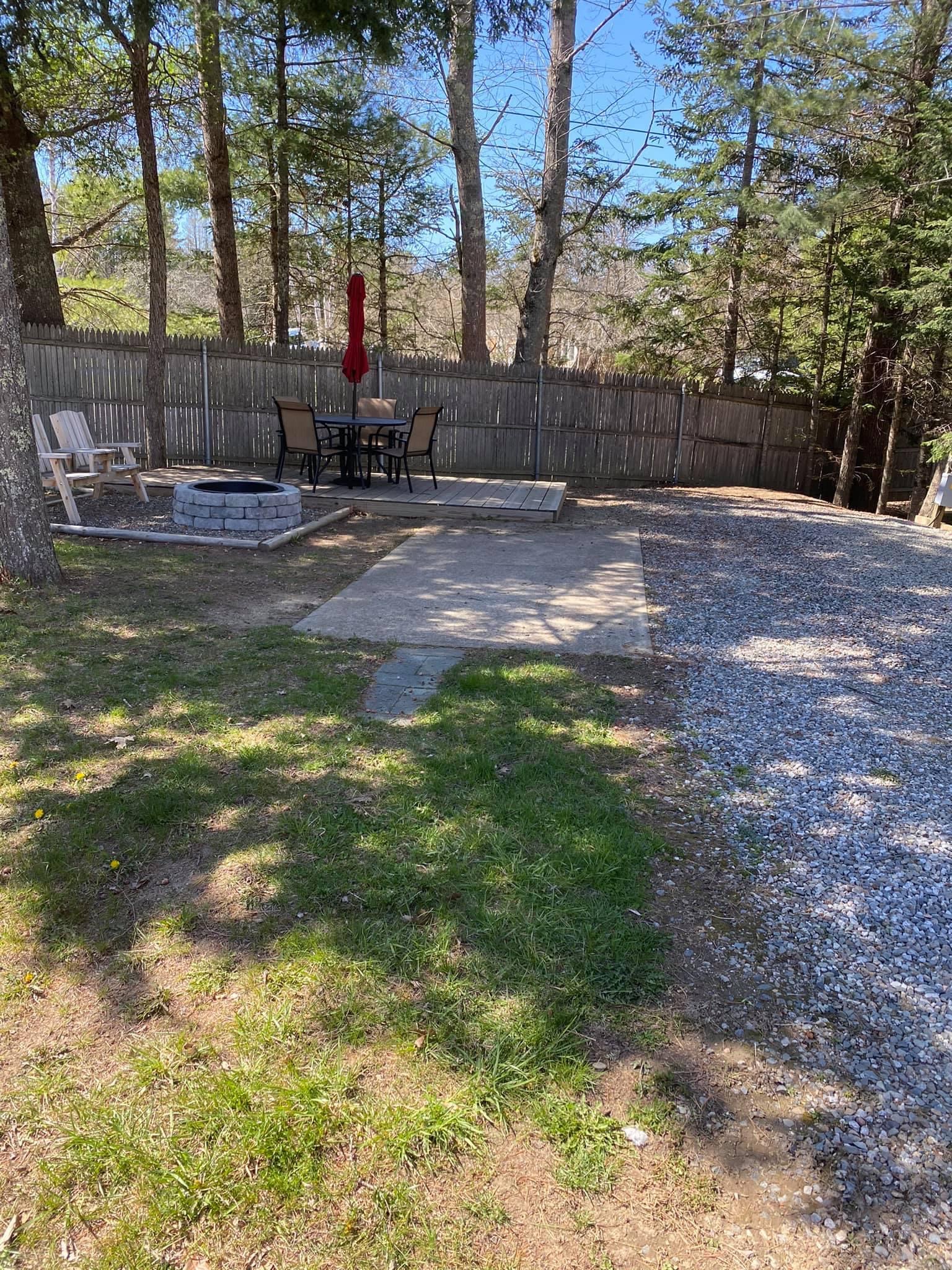 30 amp deluxe patio back in. Site 1 offers a great amount of shade for those hot Maine days.