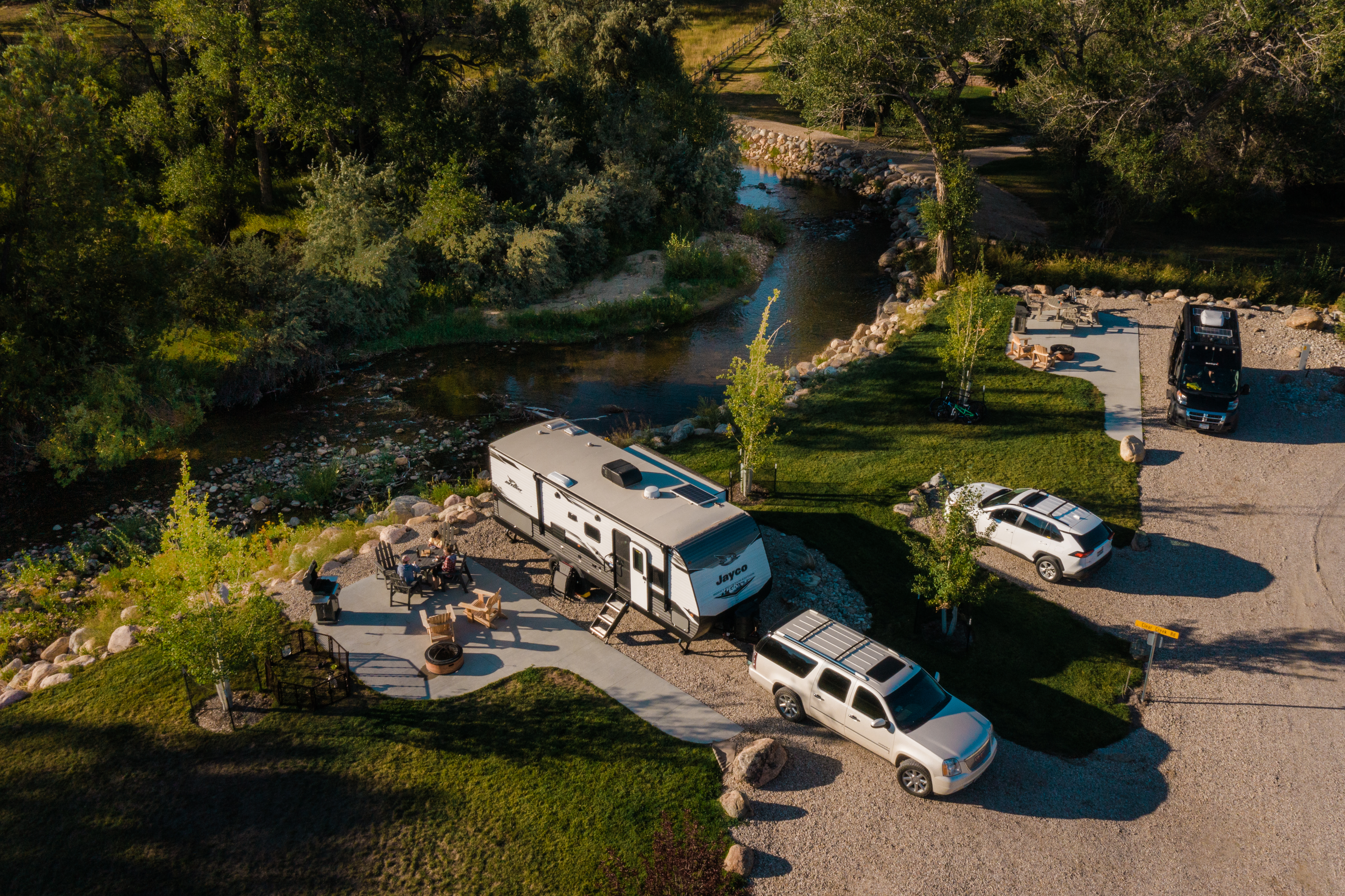 Clear Creek Deluxe Back-in KOA Patio Site 91 and 90