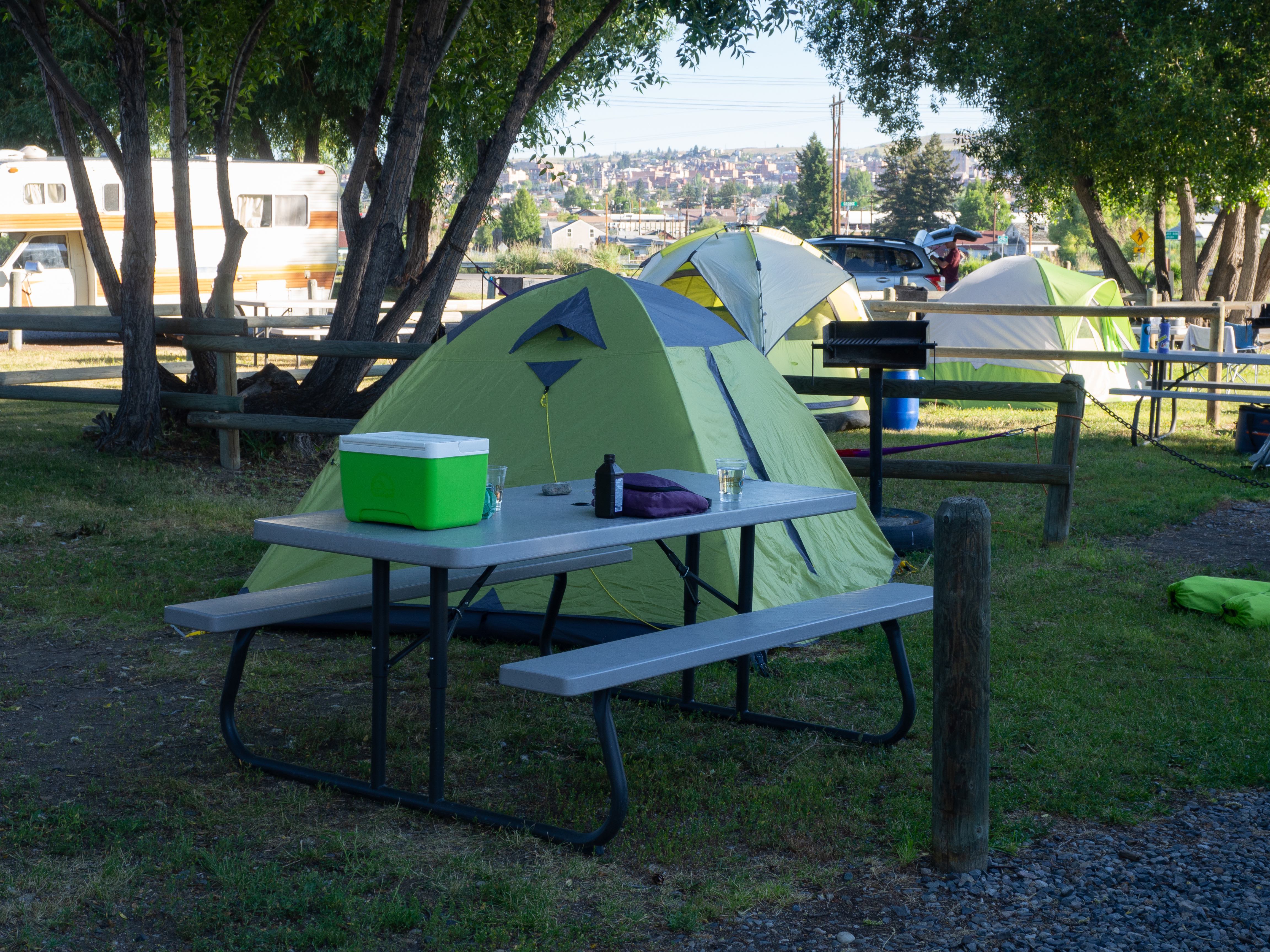 Shaded tent sites alongside our Kabins.