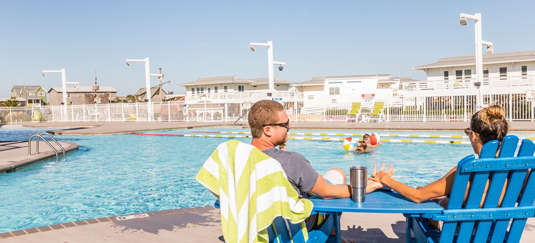 Adults by pool