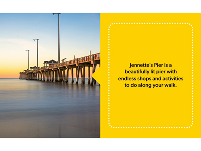 Full view of Jenette's Pier on Hatteras Island during the sunset