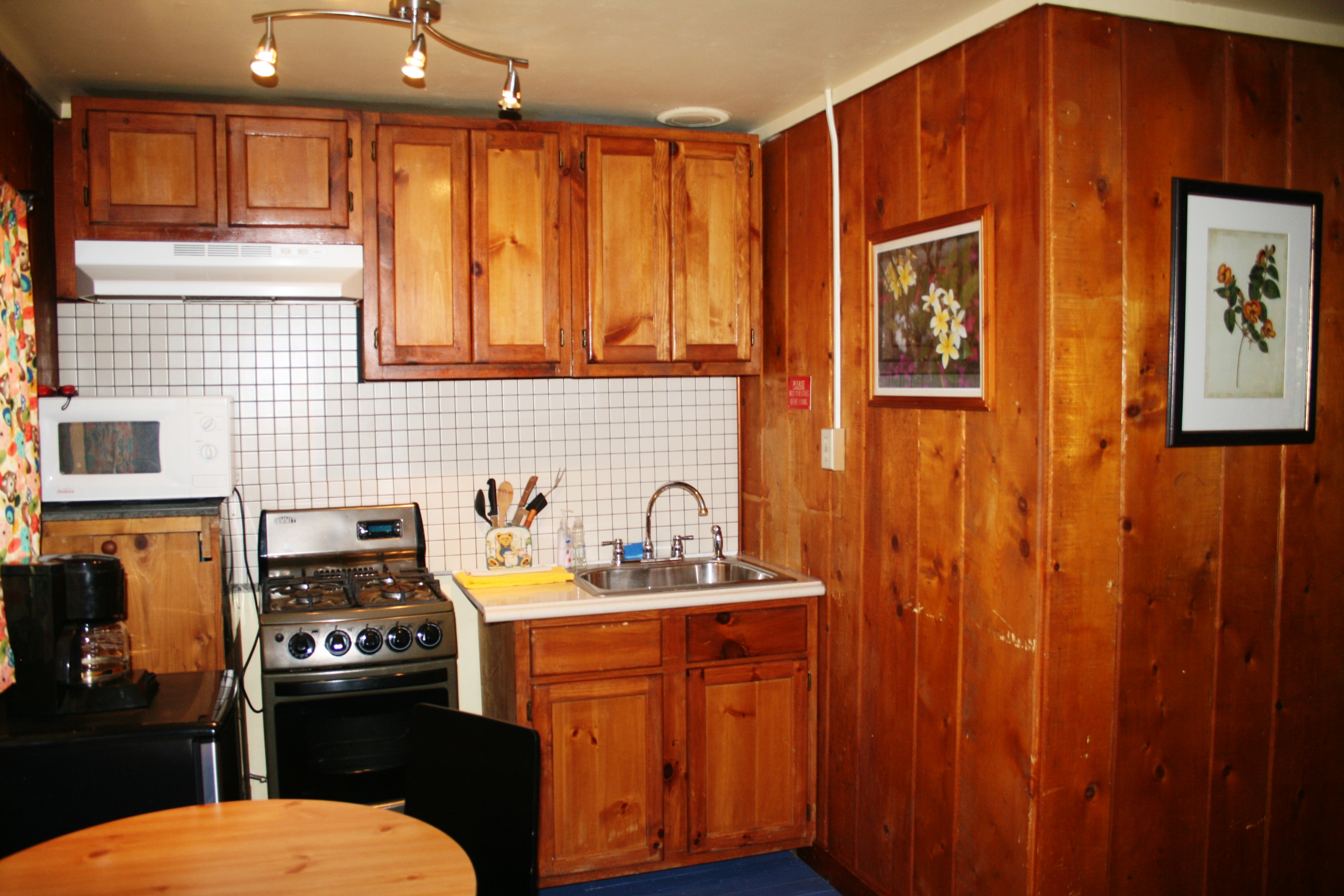Studio kitchen stocked with everything you need, just bring the food!