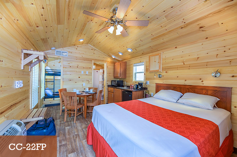 Queen size bed in the Studio Lodge