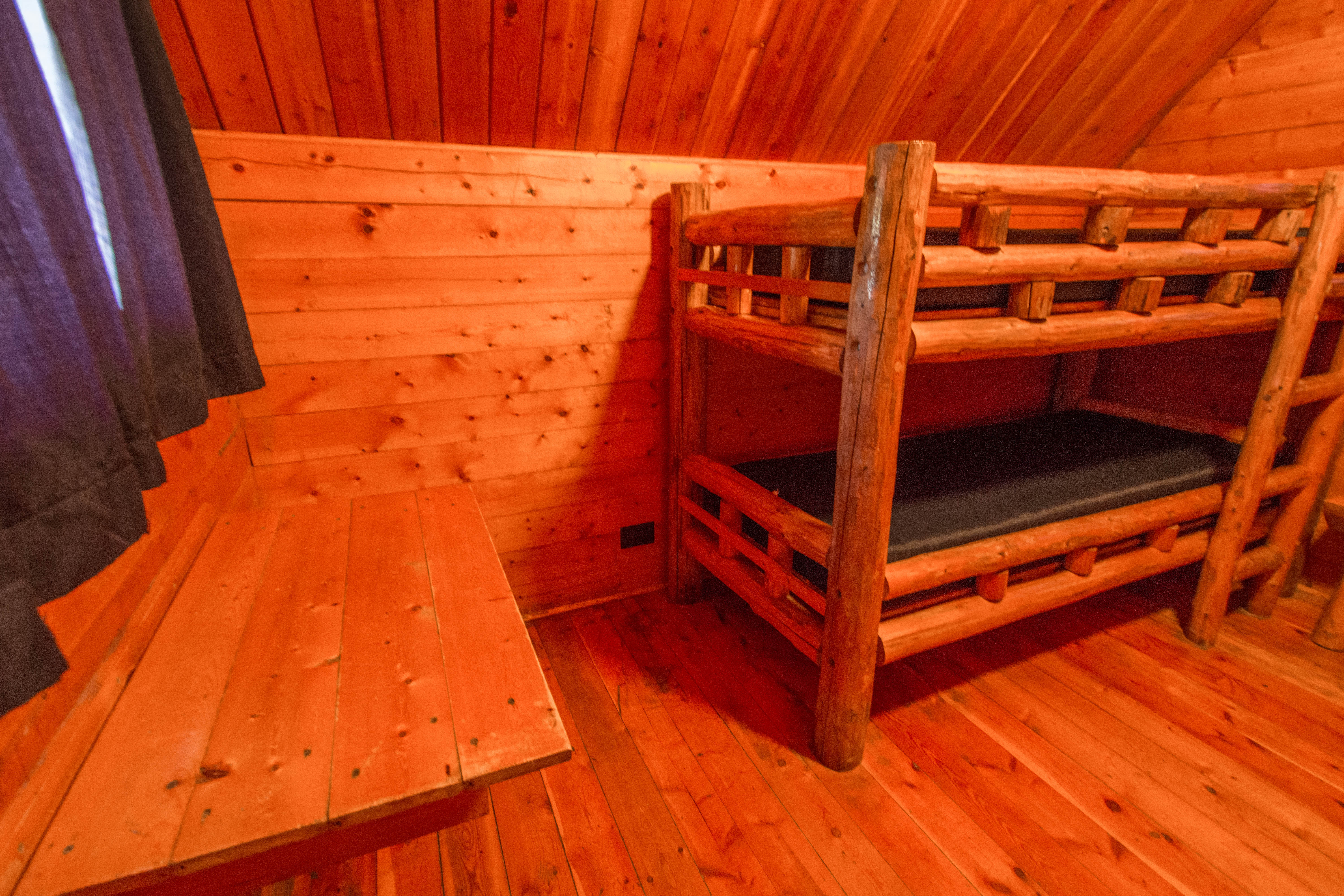 Rustic interior with thick mattresses!