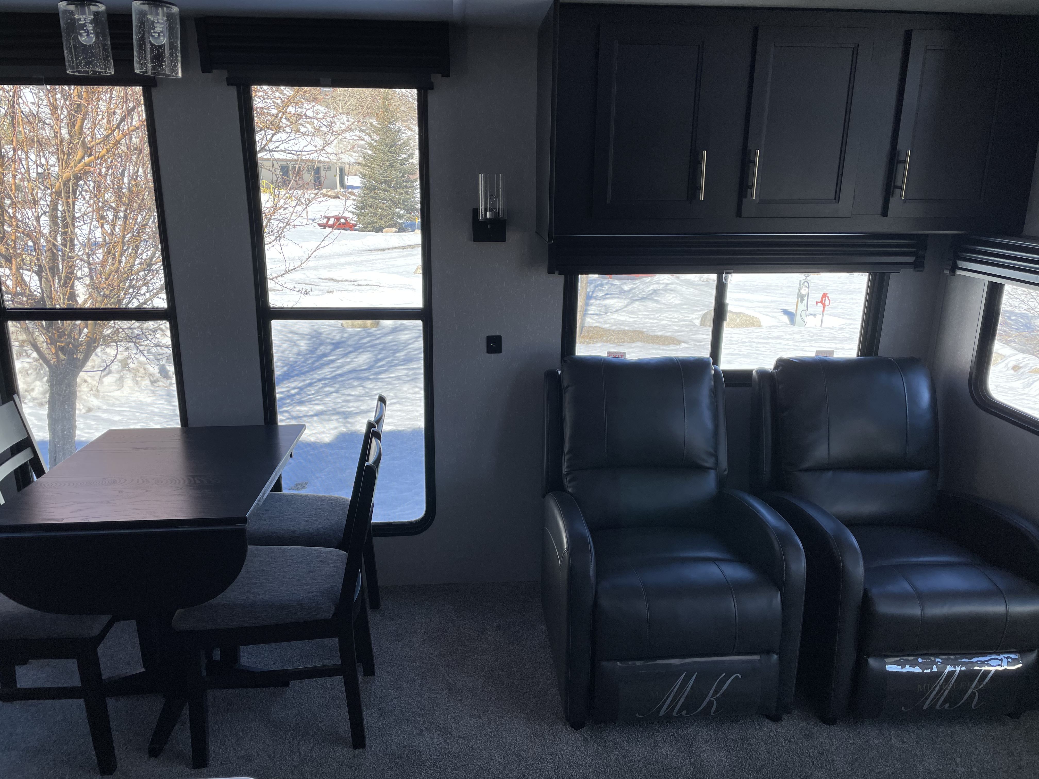 Dining table and recliners