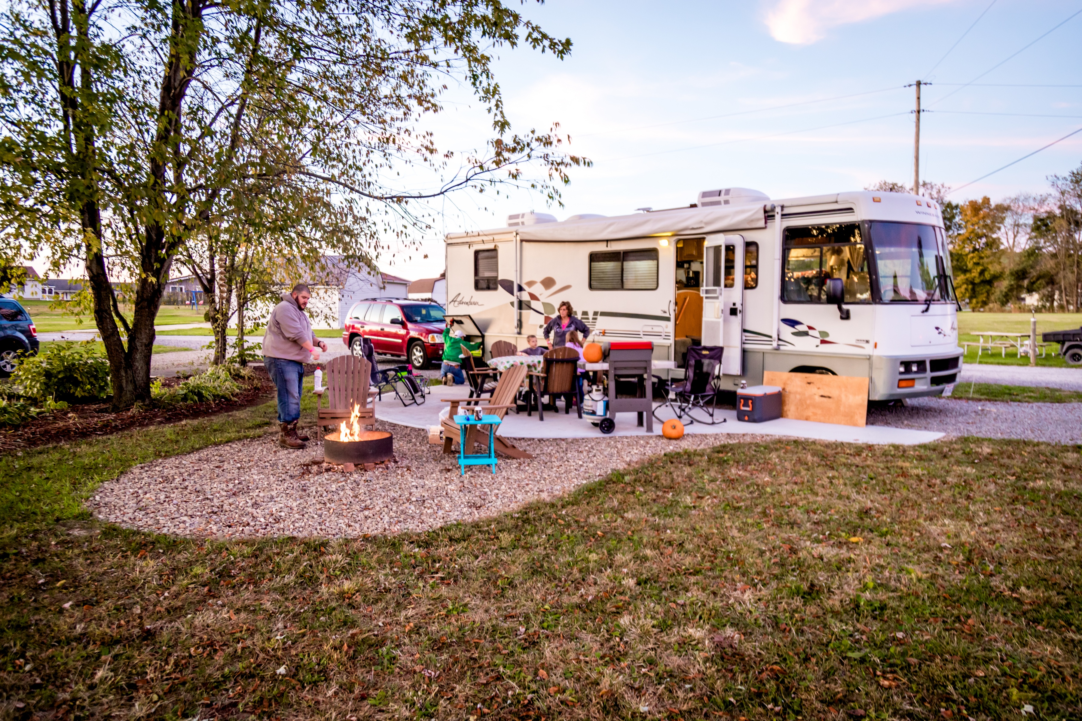 Coshocton KOA Pull Thru Site | Full Hook-up with a KOA Patio.