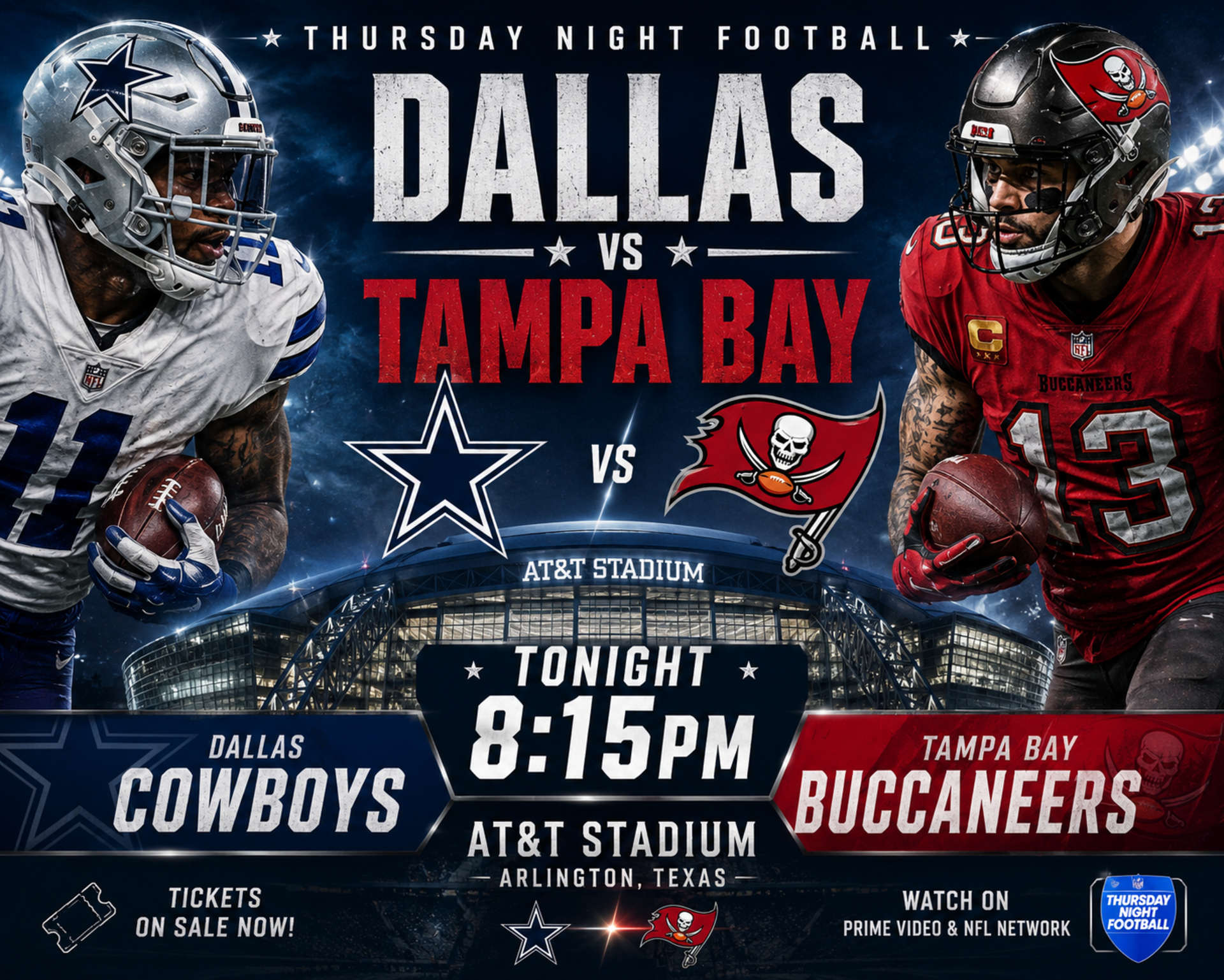 Dallas VS Tampa Bay AT&T Stadium 8:15pm Photo