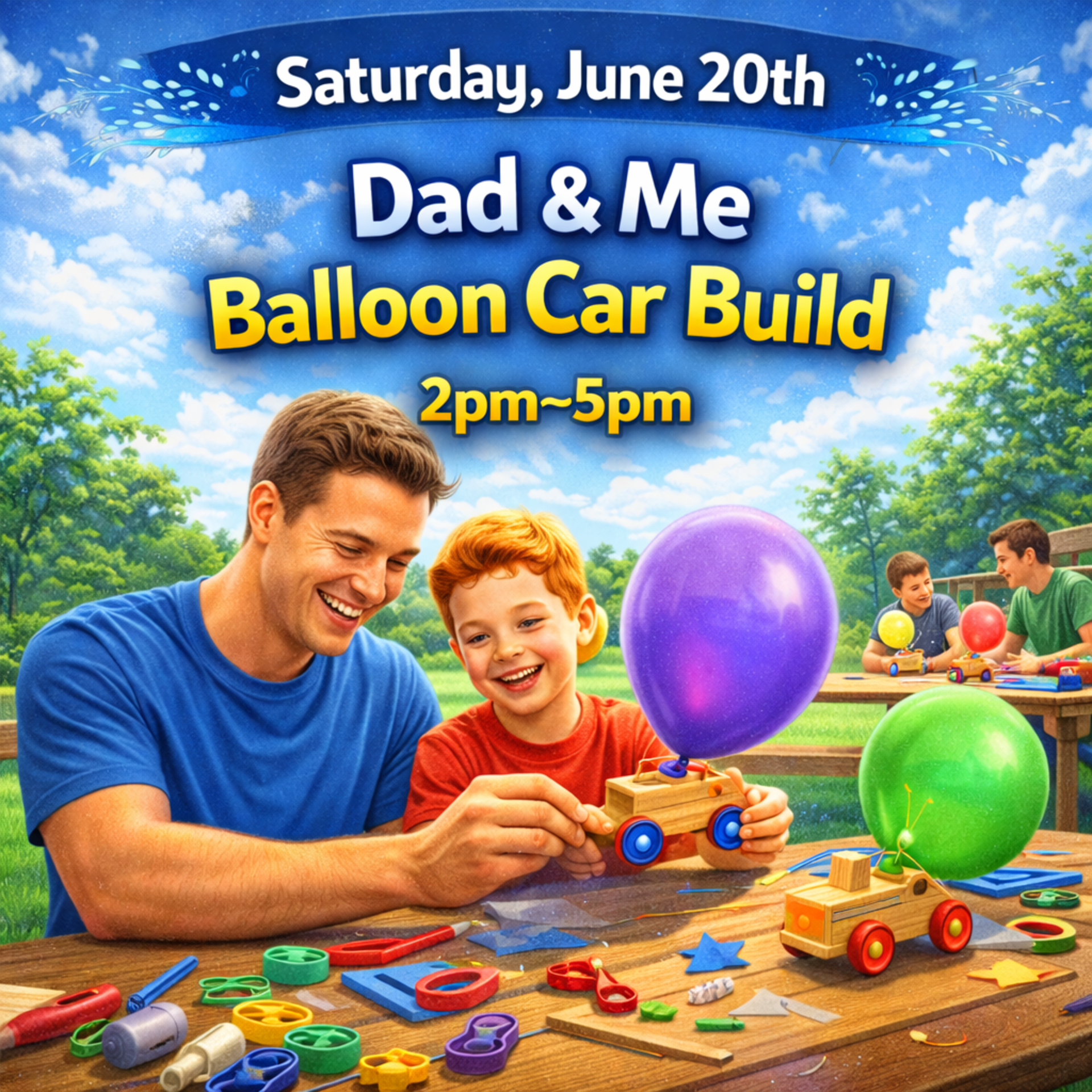 Dad & Me Balloon Car Build Photo