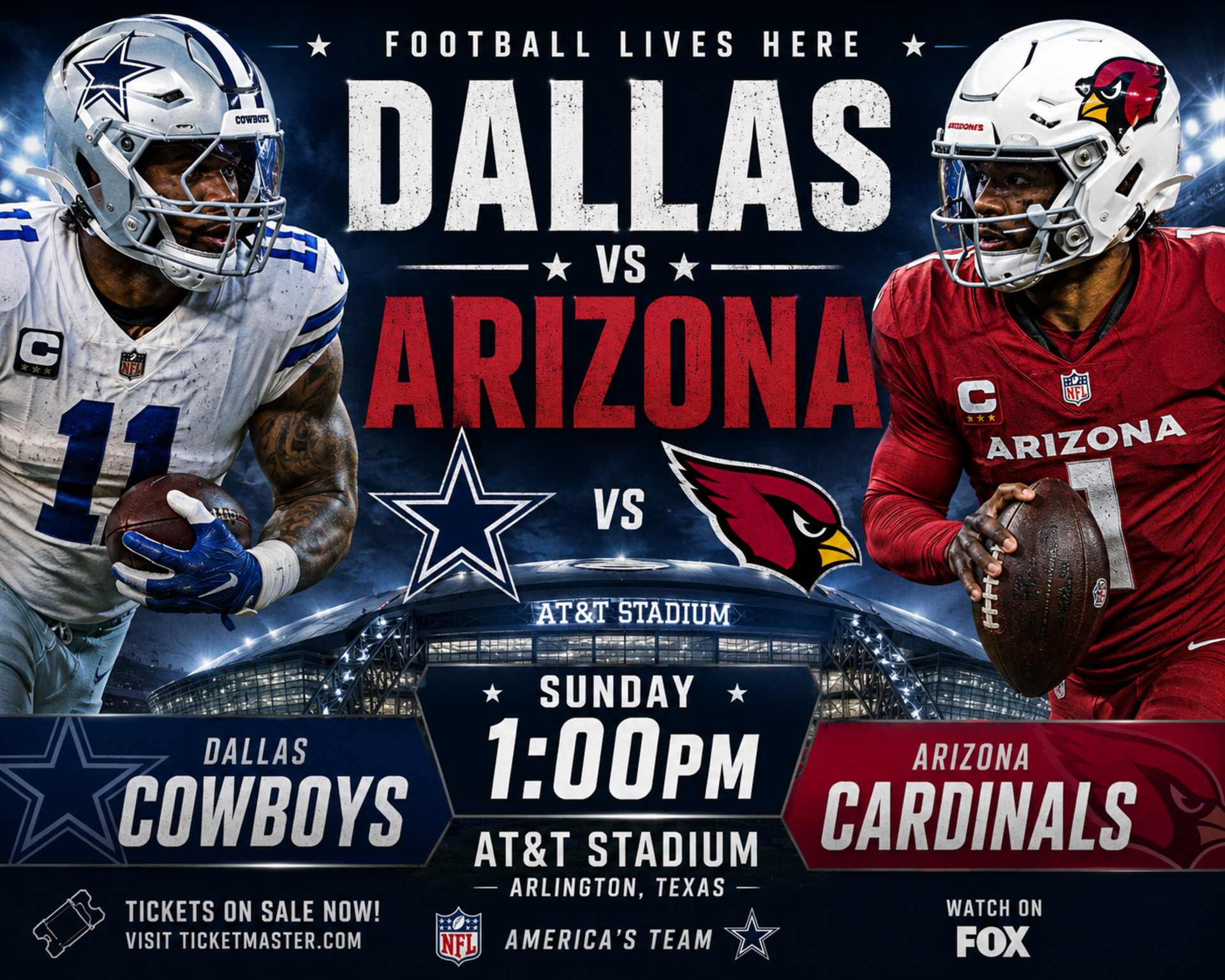 Dallas VS Arizona AT&T Stadium 1:00pm Photo