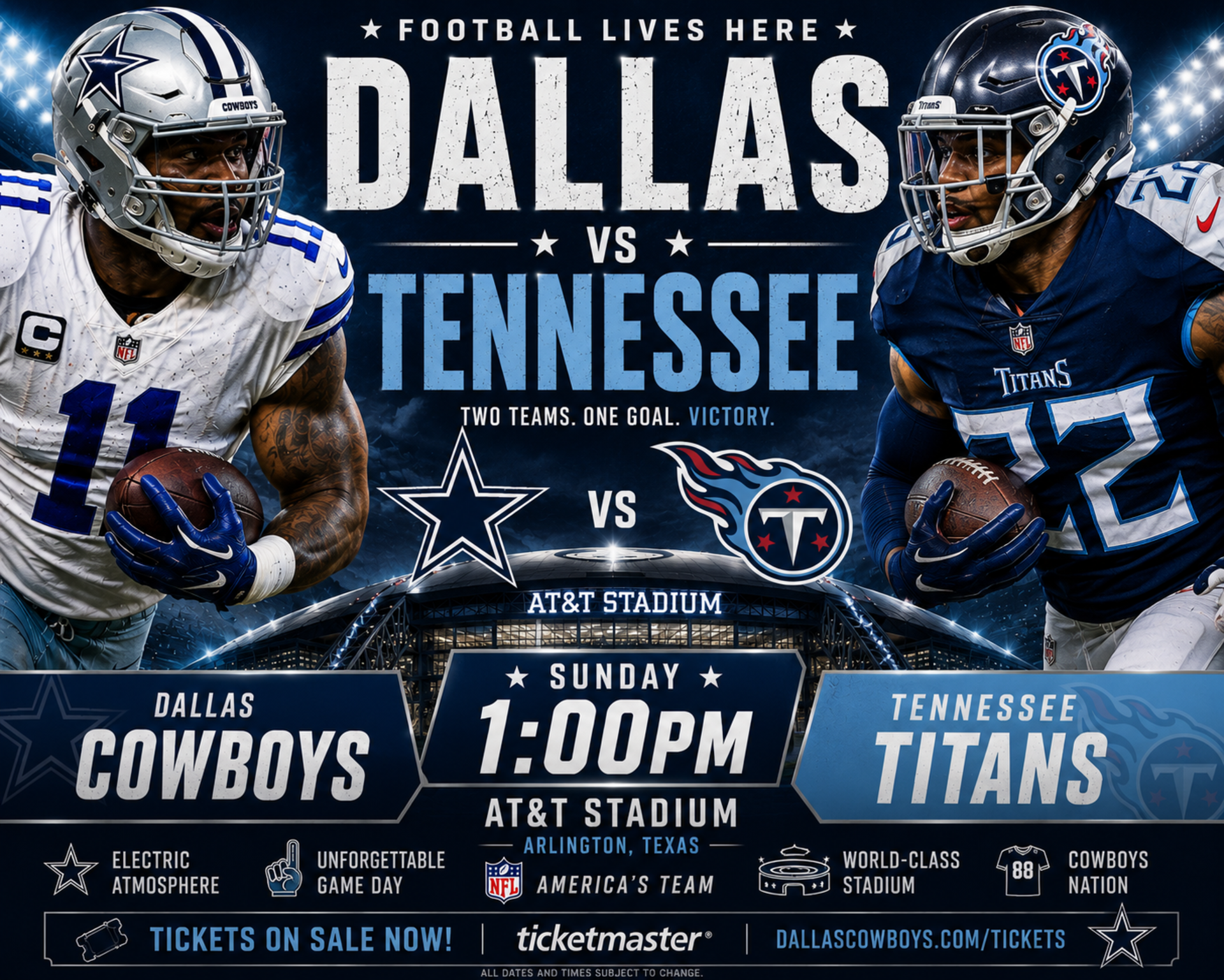 Dallas VS Tennessee AT&T Stadium 1:00pm Photo