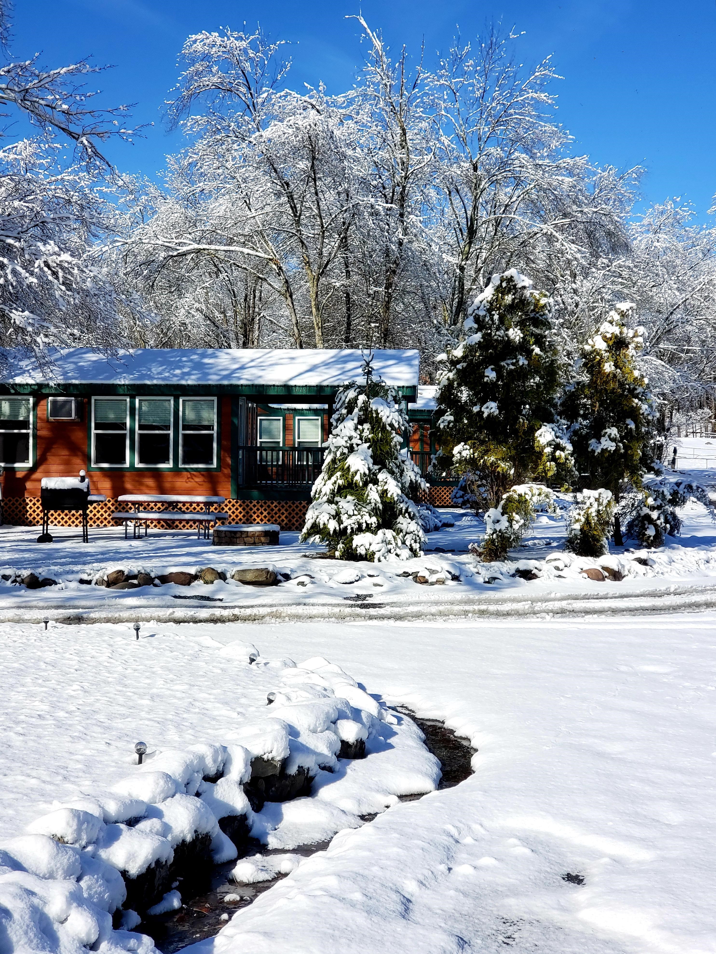 Cozy camping in the winter