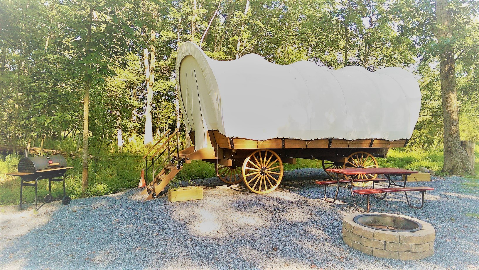Conestoga Wagon on Landscaped Site