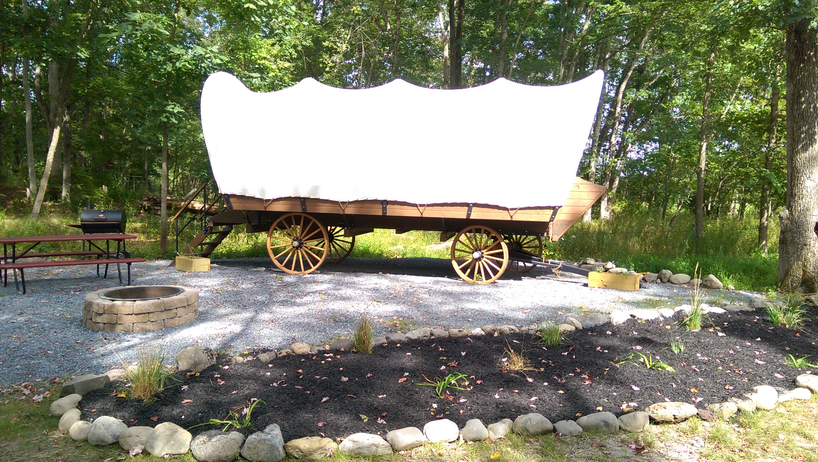 Conestoga Wagon on Landscaped Site