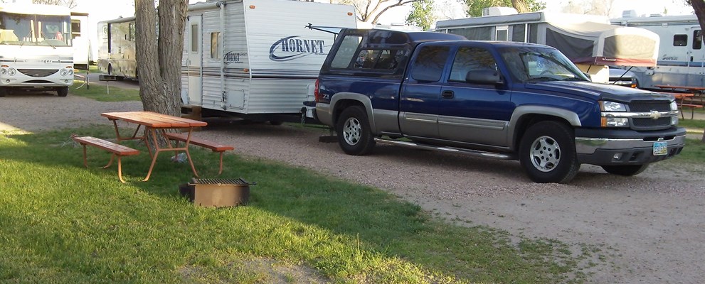Pull thru water and electric only sites still have nice amount of room to enjoy