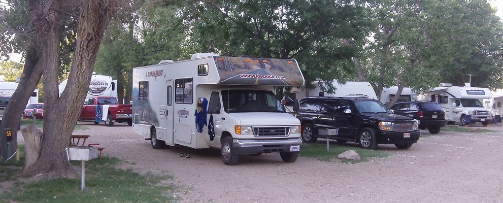 RV pull thru sites located close to the office building.