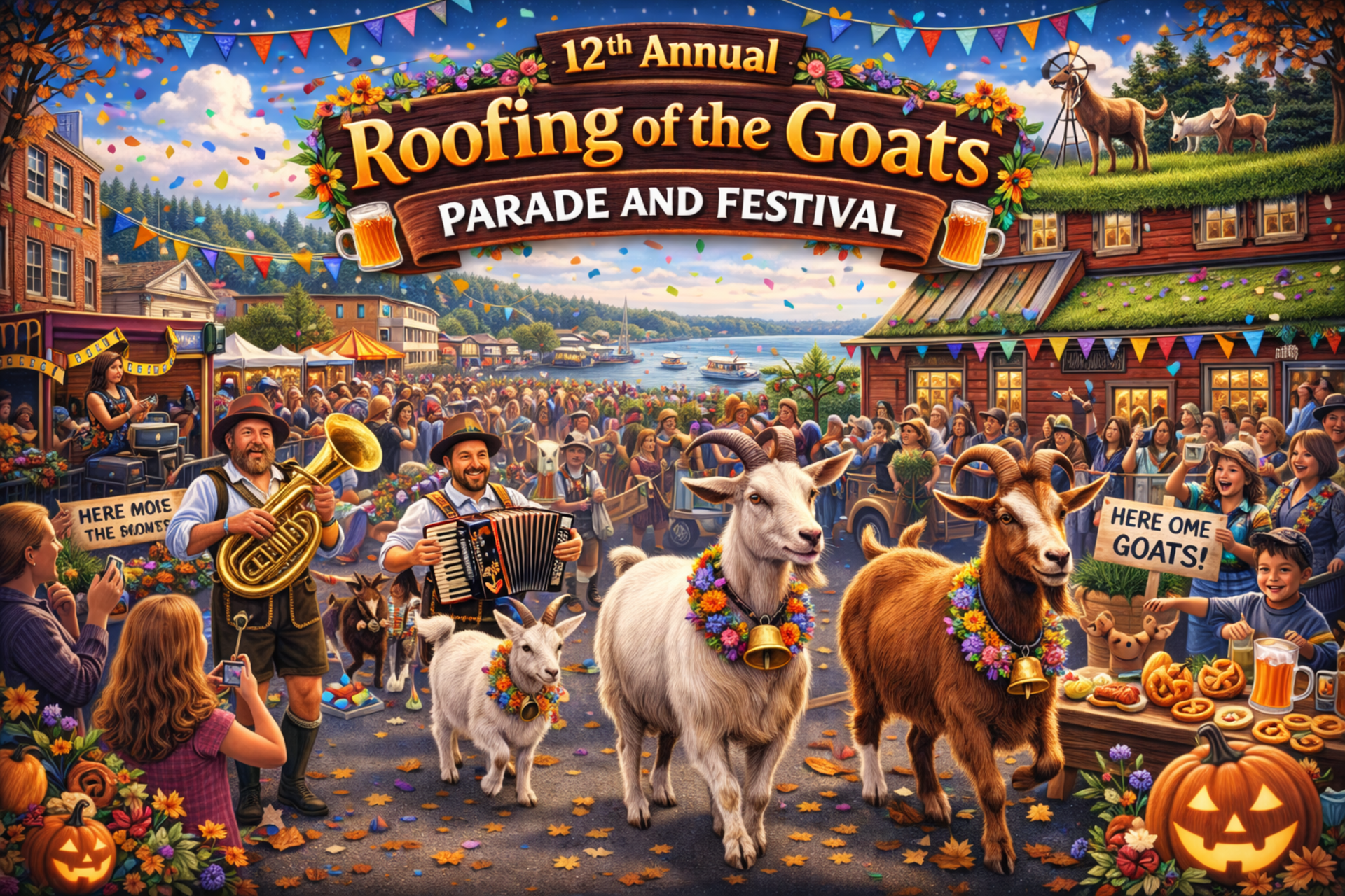 12th Annual Roofing of the Goats Parade and Festival Photo