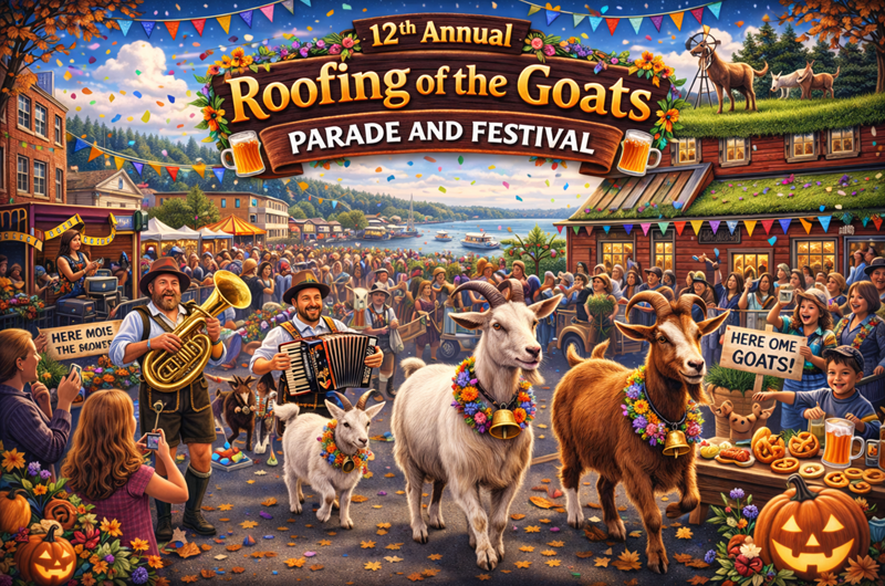 12th Annual Roofing of the Goats Parade and Festival Photo