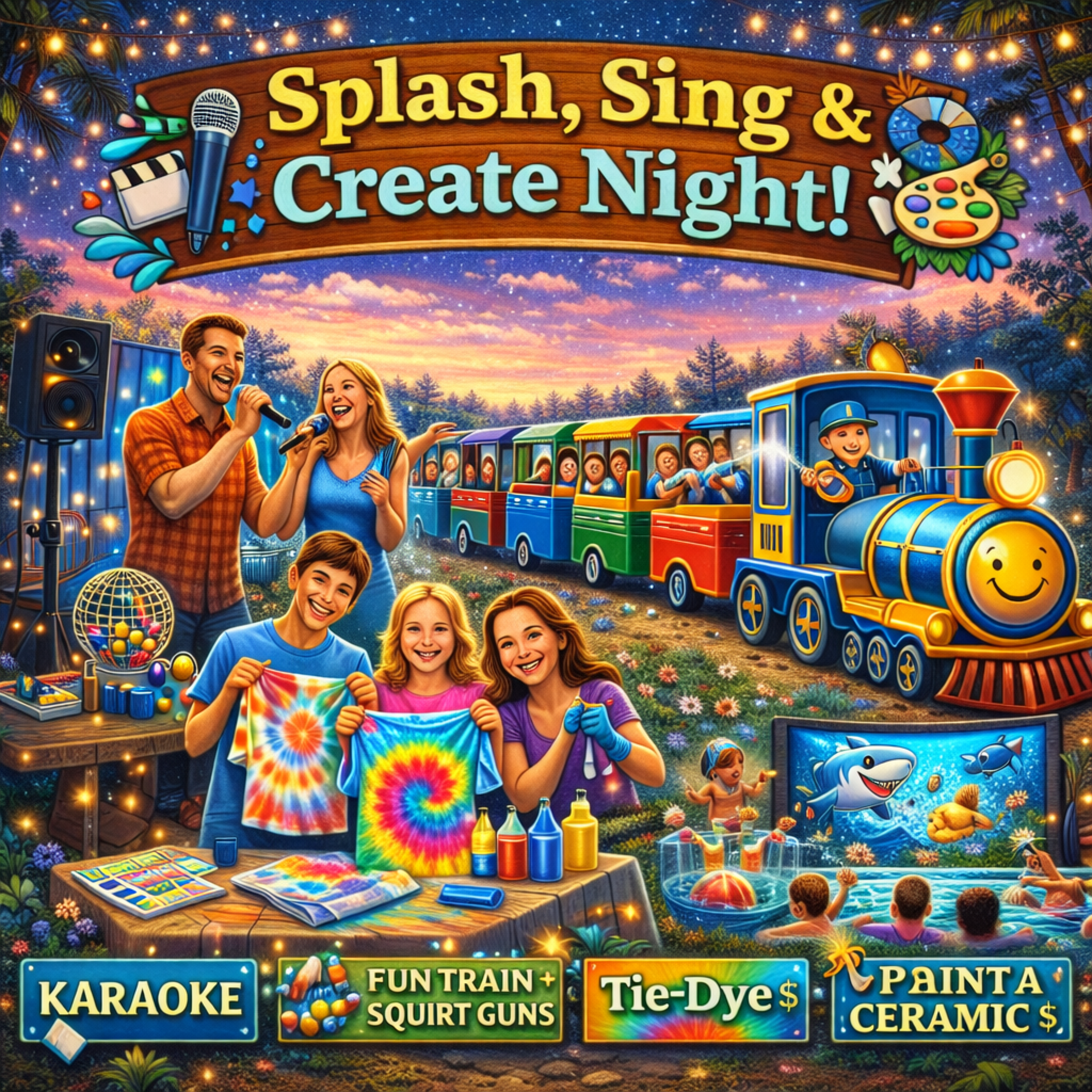Splash, Sing & Create Night Photo