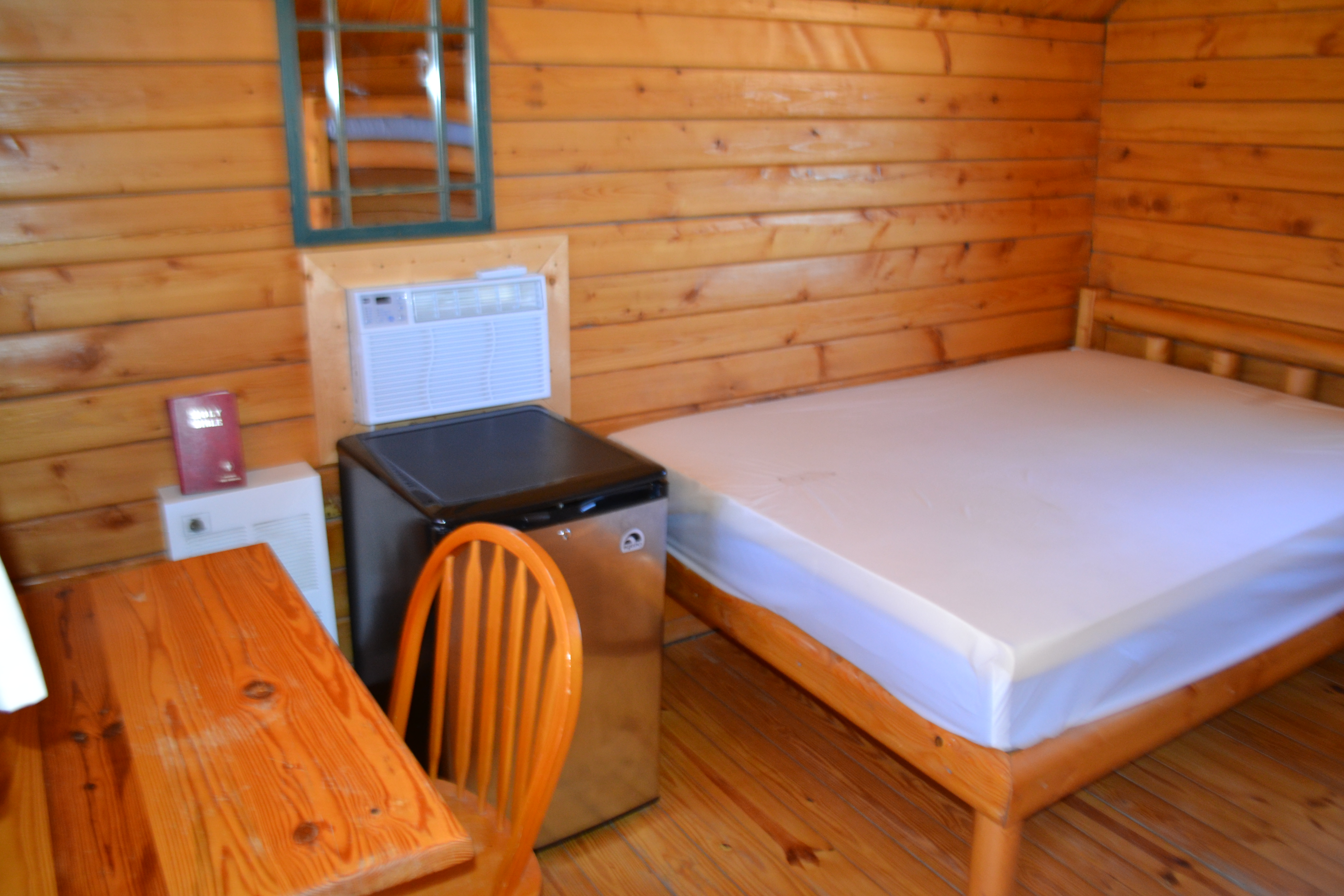 Desk and Bed Area of Kamping Kabin