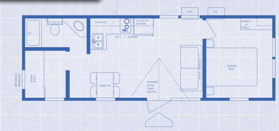 Floor plan of Kamping Lodge with bedroom