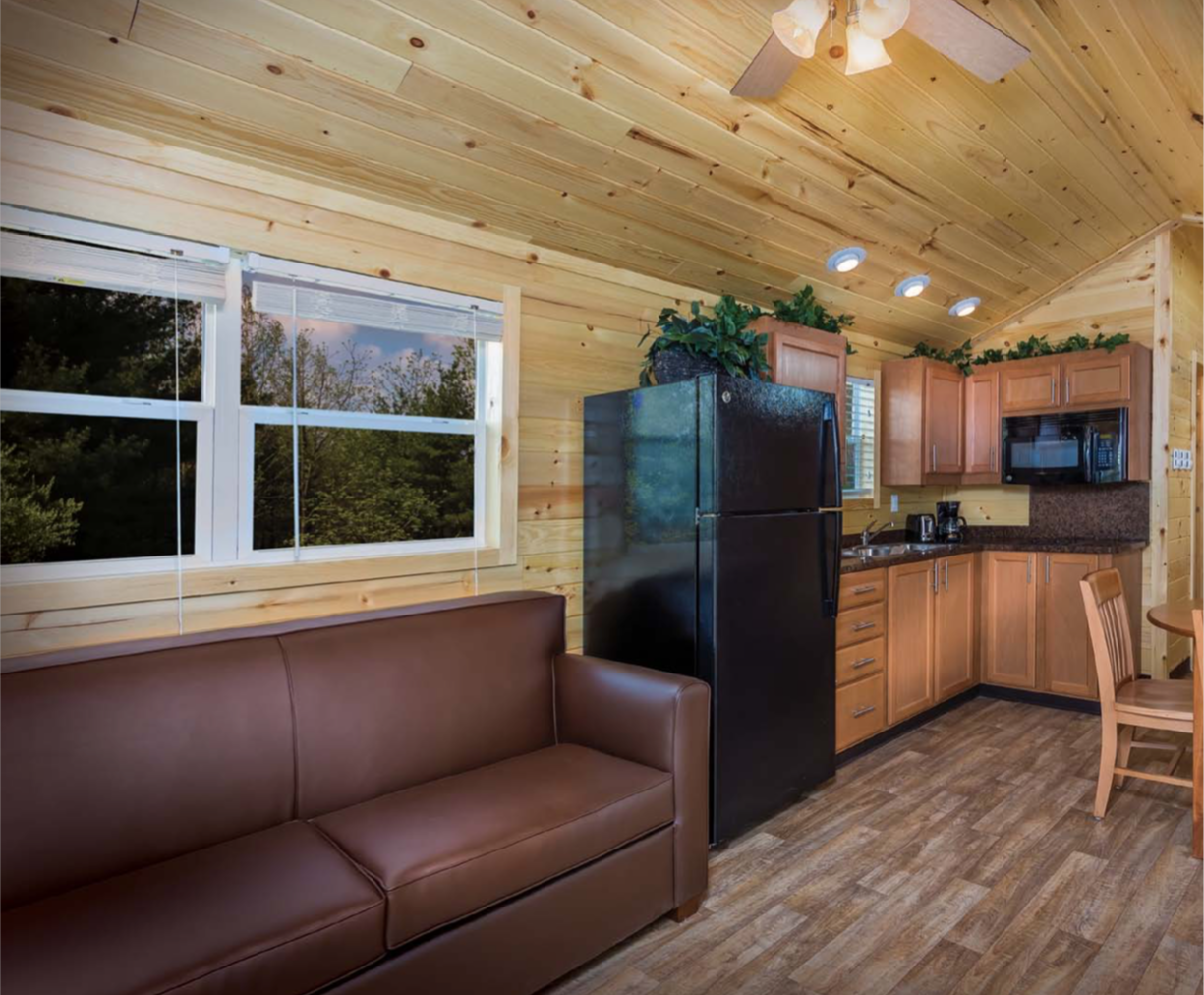 Kitchen area of Kamping Lodge with bedroom