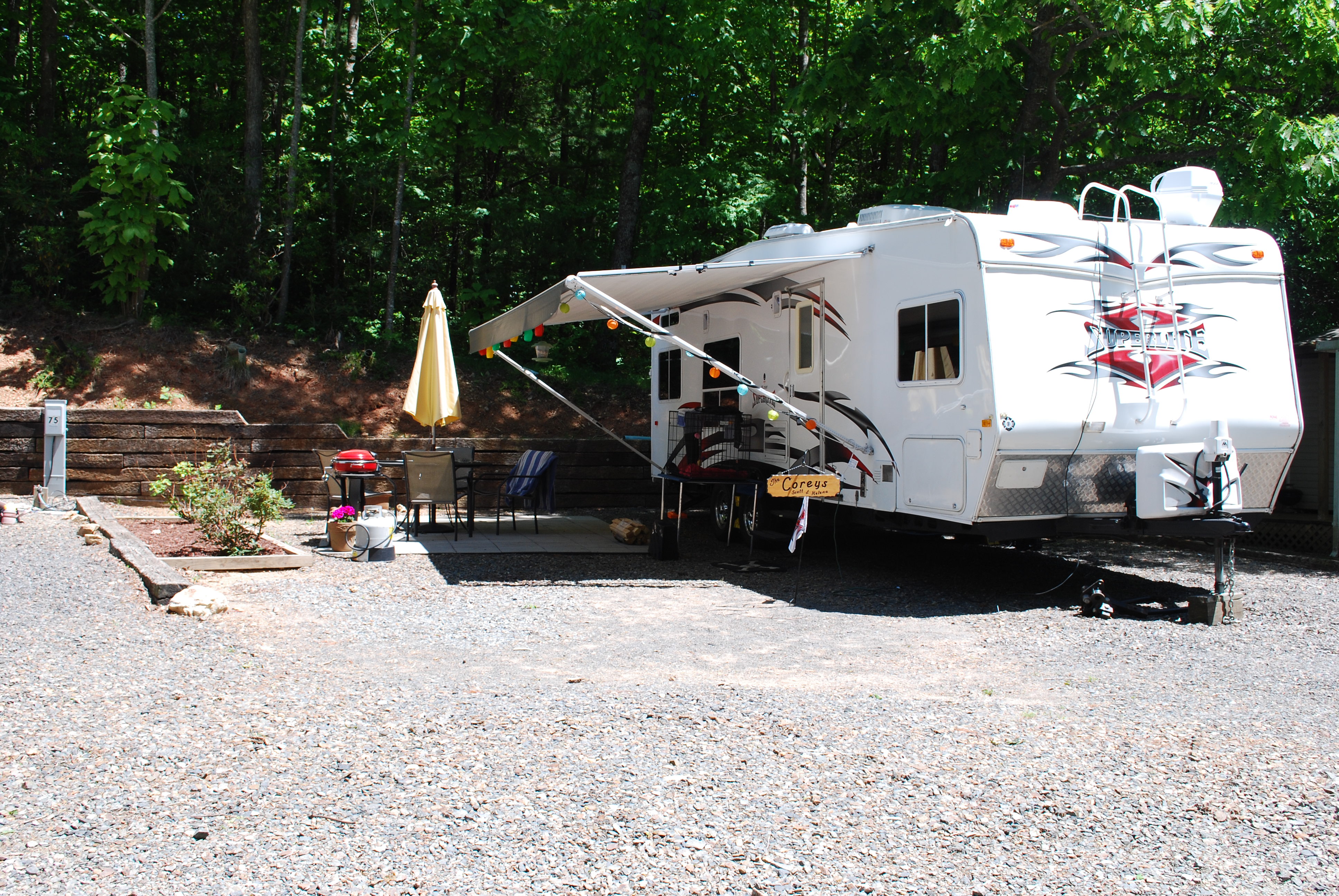 Patio sites with your own umbrella for shade. Site 77