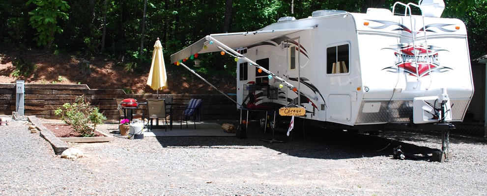 Patio sites with your own umbrella for shade. Site 77